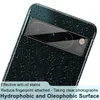 Close-up of a dark-colored phone case with a water-drop pattern and a camera lens. Produktbild-Vorschau