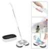 A collage of images showing an electric mop, its accessories, and how to use it. Produktbild-Vorschau