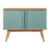 A light blue cabinet with wooden legs and top, shown against a white background. Podgląd zdjęcia produktu