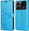 A blue flip case for a ZTE Blade A54 phone, shown from the front and back. Produktbild-Vorschau