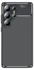 A close-up of a black smartphone case with a carbon fiber texture. Produktbild-Vorschau