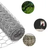 A roll of wire mesh fencing is shown alongside three circular insets. One inset shows a grassy field with trees viewed through the mesh. Another inset shows a chicken looking out from a window covered by the mesh. The third inset shows the mesh filled with Produktbild-Vorschau