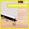 A close-up of a door bottom seal with dust bunnies on the floor. Produktbild-Vorschau