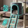 Drapak dla kota 139 cm, duży drapak z budką hamakiem Podgląd zdjęcia produktu 10