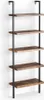 A tall, narrow bookshelf with five shelves, mounted against a white wall. Náhled obrázku produktu
