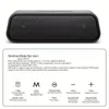 An image of a black portable Bluetooth speaker with accompanying instructions and icons detailing its functions. Produktbild-Vorschau
