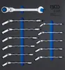 A set of ratcheting wrenches laid out in a tool organizer. Náhled obrázku produktu