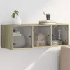 A wall-mounted cabinet with glass doors, displaying various items inside. Anteprima dell’immagine prodotto