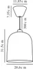 A technical drawing of a pendant lamp with dimensions indicated. Voir les images du produit