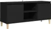 Mobile TV con gambe in legno massiccio nero 103,5x35x50 cm Anteprima dell’immagine prodotto 1