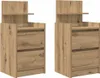 Two identical wooden nightstands with shelves and drawers are shown side-by-side against a white background. Náhled obrázku produktu