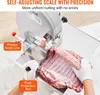 A person is using a meat band saw to cut a rack of ribs. The image highlights features of the saw. Náhled obrázku produktu