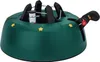 A green Christmas tree stand with yellow stars on its base and a black lever mechanism on the side. Náhľad obrázku produktu