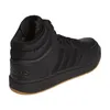 A black Adidas Hoops 3.0 Mid sneaker is shown from a rear-side angle against a white background. Voir les images du produit
