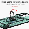 Close-up of a green phone case with a rotating ring stand feature. Produktbild-Vorschau
