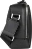A close-up side view of a black Lacoste crossbody bag. Voir les images du produit