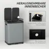 HOMCOM Odpadkový kôš 2 x 30 l, pedálový kôš s vekom, Náhľad obrázku produktu 5