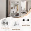 A white hall tree with shoe storage and coat hooks, shown with close-up details of its features. Anteprima dell’immagine prodotto