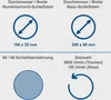 Diagrams and text describing the specifications of grinding stones for a wet/dry grinder. Produktbild-Vorschau