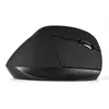 A black ergonomic vertical mouse is shown from the side against a white background. Produktbild-Vorschau