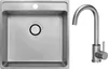 A stainless steel kitchen sink and faucet are shown against a white background. Produktbild-Vorschau