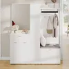 Merax Garderobenset, schmale Wandgarderobe mit Spiegel, Produktbild-Vorschau 2