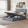 Boxspringbed 140 x 200 met fluwele bekleding, hydraulisch – Productafbeelding-voorbeeld 5