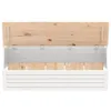 An open wooden chest with a white exterior and a natural wood interior, viewed from above. Produktbild-Vorschau