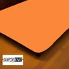 An orange fitted sheet is shown on a bed with a wooden floor. Produktbild-Vorschau