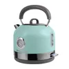 A mint-colored electric kettle with a thermometer on a white background. Voir les images du produit