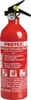A red fire extinguisher with instructions and labels. Produktbild-Vorschau