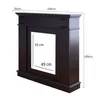 A dark brown fireplace surround with dimensions indicated by text overlays. Anteprima dell’immagine prodotto