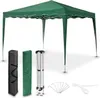A green pop-up canopy tent and its accessories are displayed against a white background. Podgląd zdjęcia produktu