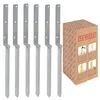A set of six L-shaped metal ground anchors and a cardboard box with product instructions. Anteprima dell’immagine prodotto