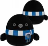 Two black plush toys with blue and white striped scarves, one in the foreground and one slightly behind and to the right. Podgląd zdjęcia produktu