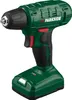 A cordless drill with a battery pack attached, shown against a white background. Produktbild-Vorschau