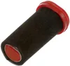 A black foam air filter with red plastic caps on both ends, isolated on a white background. Produktbild-Vorschau