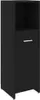 A black wooden cabinet with an open shelf at the top and a closed cabinet with a handle at the bottom. Náhled obrázku produktu