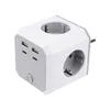 A white and gray cube-shaped power strip with multiple outlets and USB ports, shown against a white background. Voir les images du produit