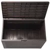 An open, dark brown plastic storage box with a wood-grain texture, shown from a top-down perspective against a white background. Podgląd zdjęcia produktu