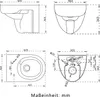 Technical drawings and dimensions of a toilet. Produktbild-Vorschau