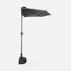 A gray half umbrella with a central pole and a black base, isolated on a white background. Produktbild-Vorschau