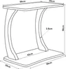 Line drawing of a C-shaped side table with dimensions indicated. Náhled obrázku produktu