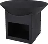 A black metal garden fireplace with a wide bowl-like top and a square base with an open compartment. Anteprima dell’immagine prodotto