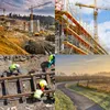 A collage of four images showing different aspects of construction and a path. Anteprima dell’immagine prodotto