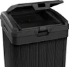 A black plastic trash can with its lid open. Anteprima dell’immagine prodotto