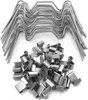 A pile of metal greenhouse clips and a stack of metal greenhouse hoops on a white background. Náhľad obrázku produktu