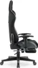 A side view of a black and gray gaming chair with a footrest extended. Náhled obrázku produktu