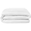 A white duvet or comforter is neatly folded and stacked on a white background. Produktbild-Vorschau