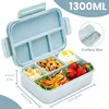 Bugucat Brotdose Kinder 1300ML Auslaufsicher 4 Fächer Blau Produktbild-Vorschau 2
